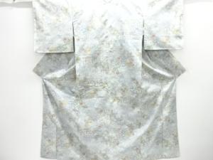 孔雀に草花模様織出し手織り紬着物
